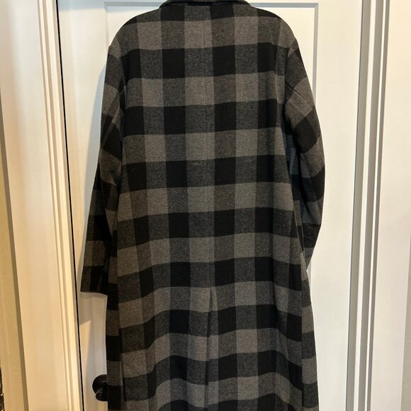 HEAVY THICK, LONG BLK N GREY COAT, LARGE - Picture 2 of 2